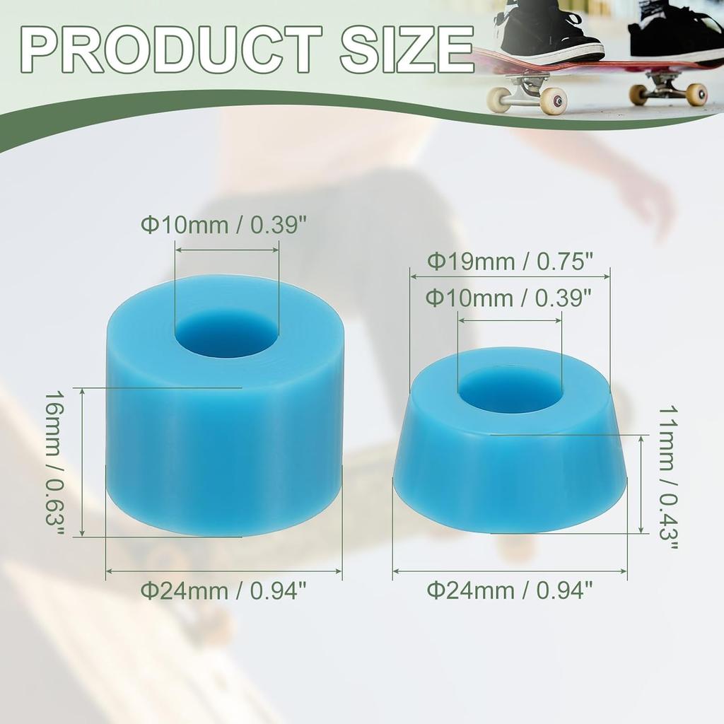 YELARXI Polyurethan Skateboard Bushings Truck Rebuild Long-Board Kit Unterlegscheiben Pivot Cup
