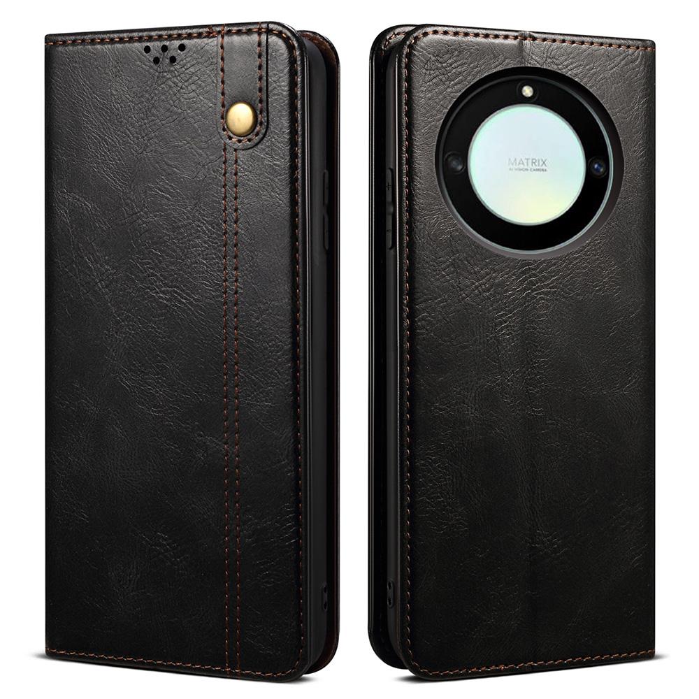 For Honor X40 5G Flip Leather Phone Case Waxy Crazy Horse Texture Stand Wallet Anti-drop Phone Cover