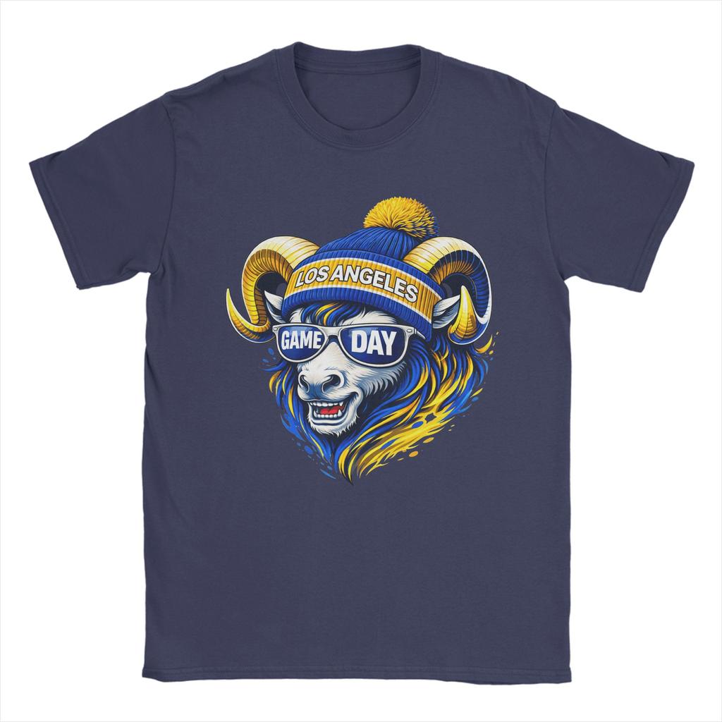 Ram with Beanie and Sunglasses Game Day Vibes Unisexs T Shirts  Funny Tees Short Sleeve Round Collar Cotton Plus Size Clothing