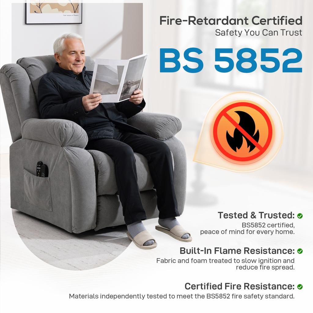 Recliner Armchair Lift Chair with Massage for Elderly Light Grey
