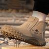 Mens Fashion Steel Toe Covers Work Safety Boots Slip-on Cow Suede Leather Welding Shoes Worker Chelsea Security Botas Protection