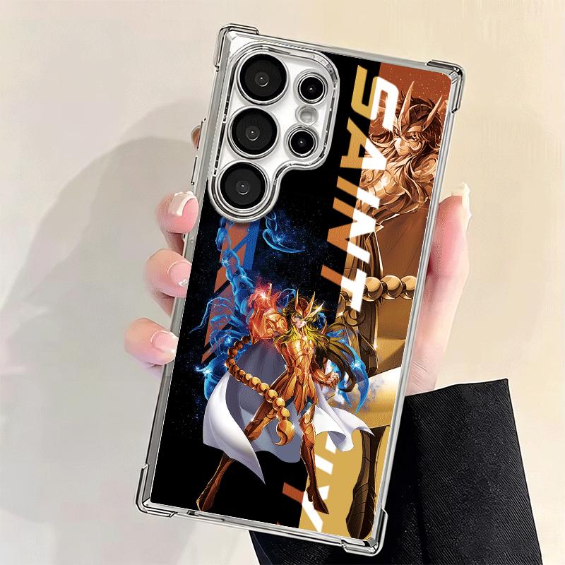 Anime S-Saint S-Seiya Plating Phone Case For Samsung Galaxy S24 S25 FE S26 Edge S23 Ultra S22 S21 Plus S20 Anti-Fall Airabag Cov