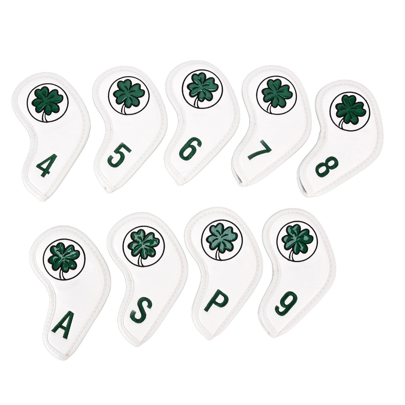 9Pcs Set PU Iron Club Head Covers Set Golf Iron Headcover Golf Rod Head Protective Cover белый