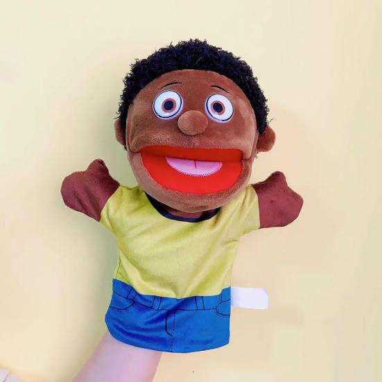 Hand Puppet Doll Black African Grandparents Parents Son Daughter Family Member Cartoon Doll Interactive Toys Kids Storytelling Pretend Play
