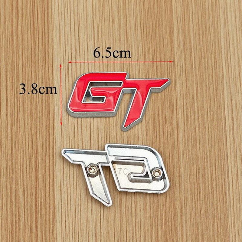 Qtxgl4 1PC 3d Metal Red Black Letters GT Logo Car Front Grille Badge Emblem for Auto GT Decal Accessories