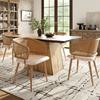 2 Dining Chairs with Rattan Backrest, Seat Cushion PU Leather, Breathable, Modern and Simple Style, Suitable for Restaurants, Living Rooms and Cafés