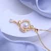 FEEYOO Natural Freshwater Pearl Necklaces For Women Girls Fashion Gold Color Geometric Pendant Birthday Gift
