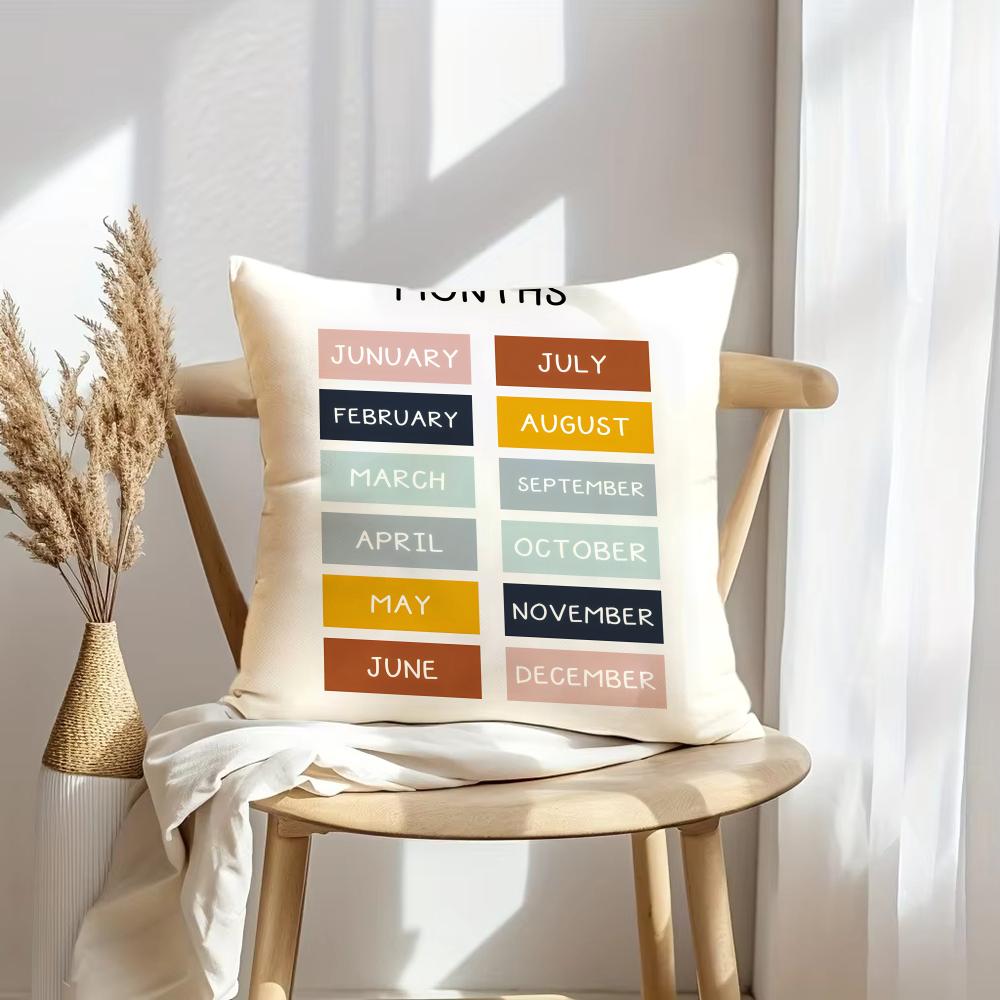 English Education Cushion Cover Soft Plush Throw Pillow Cover | Double-Sided Decorative Cushion Case | Sofa Bedroom Home Decor