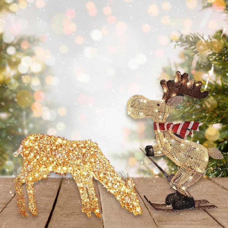 Light Up Christmas Reindeer Lighting Acrylic Deer Figure Ornament Battery Operated Decoration for Festival Garden