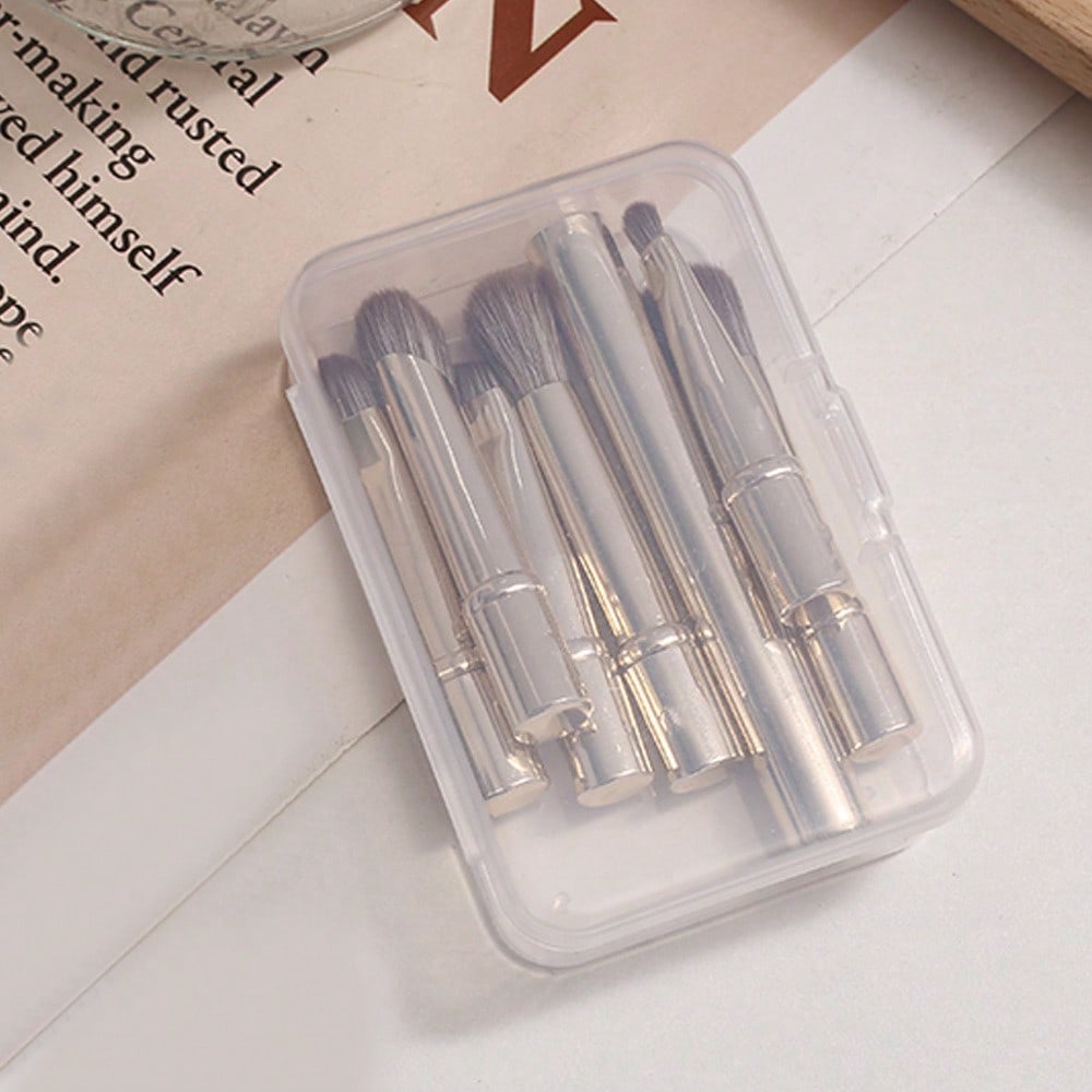 Set di 6 pennelli da trucco mini da viaggio | Tubi in alluminio staccabili, Pennelli per occhi portatili con custodia per una pulizia igienica