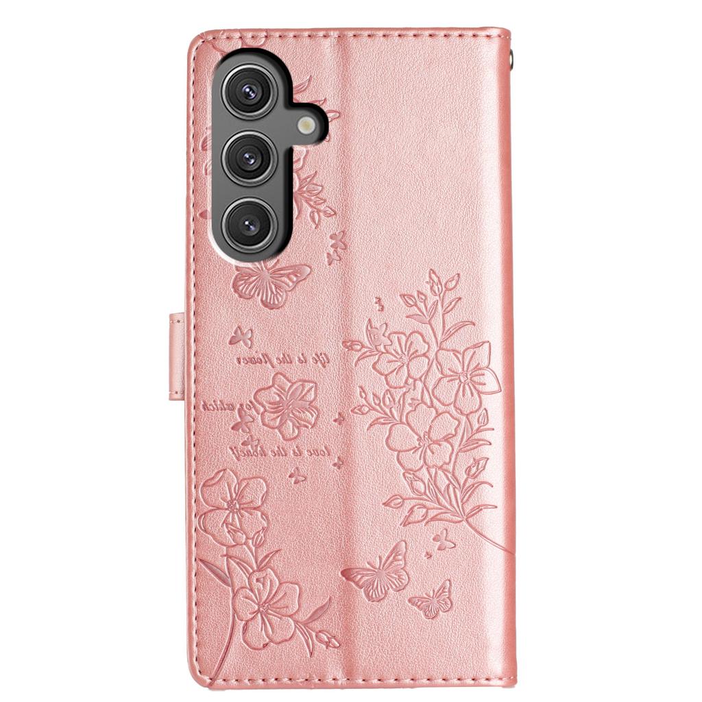 For Samsung Galaxy S24+ Case Butterfly Floral Imprint Leather Phone Cover with Wallet