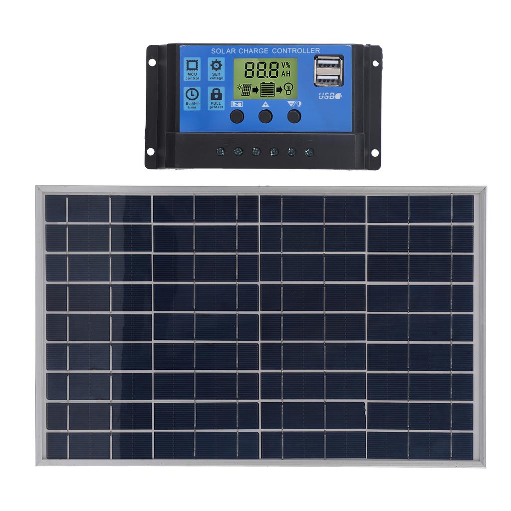 Solar Panel 10W 12V Polycrystalline IP65 Waterproof Portable 30A Solar Charge Controller for Outdoor