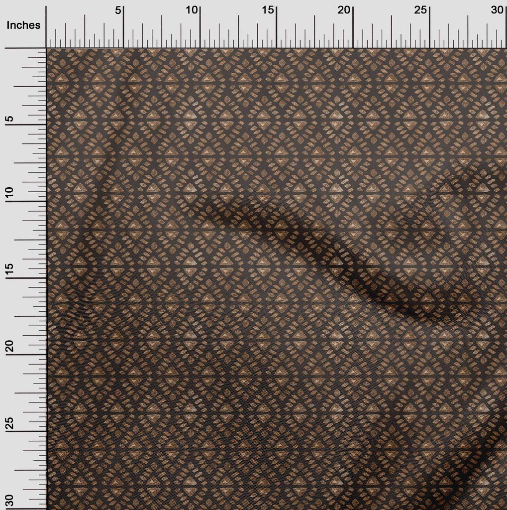 oneOone Cotton Flex Brown Fabric Asian Batik Geometric Quilting Supplies Print Sewing Fabric By The Yard 40 Inch