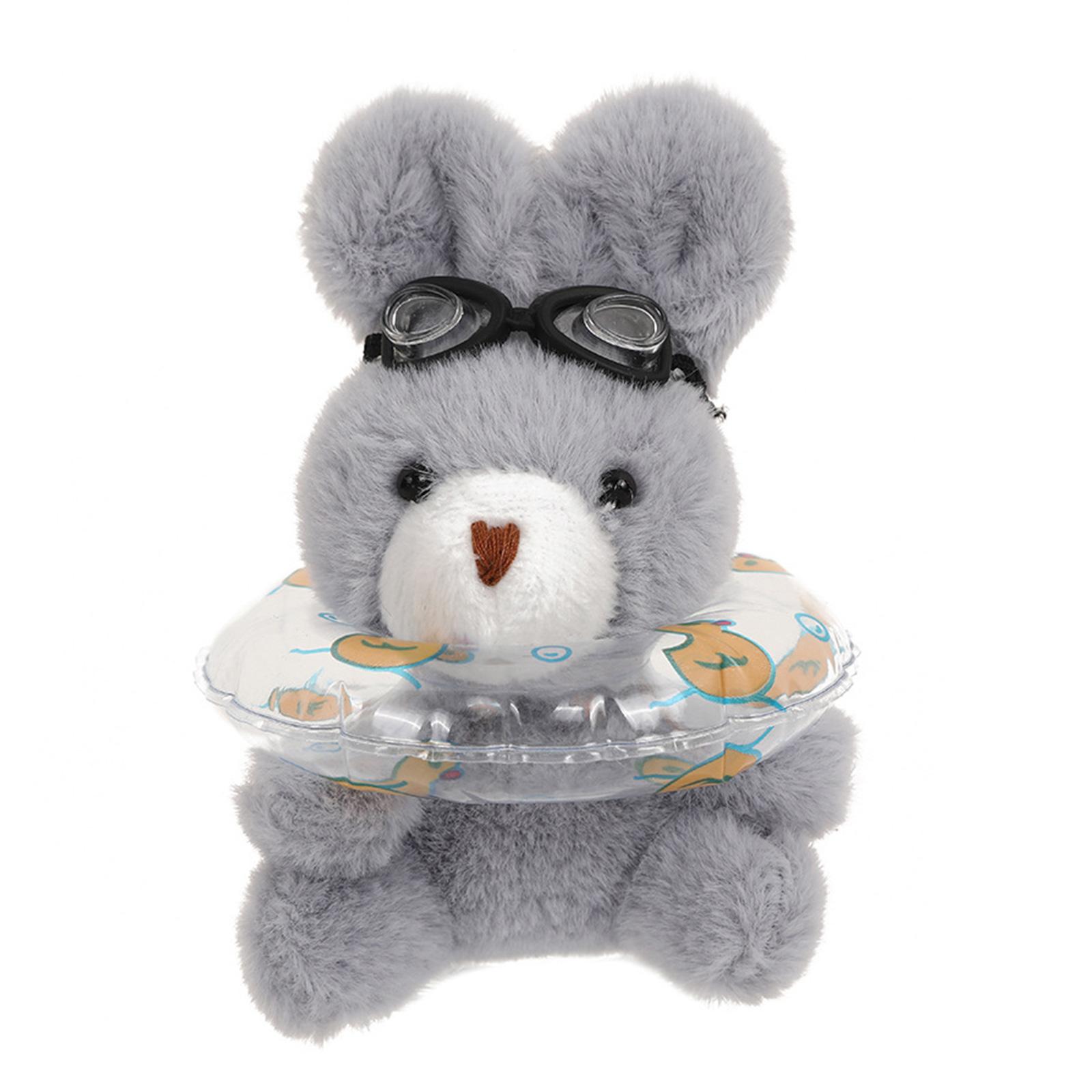 

Модный брелок для ключей с подвеской в виде кролика и плавательным кольцом, брелок с плюшевым животным, уникальный кулон для сумки, украшения серый