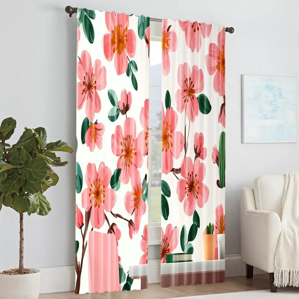 2 pcs   versatile polyester transparent curtains for home decoration Pink Plum for use in bedrooms and living rooms