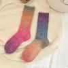 1-10Pairs Gradient Color Wool Socks Thick Warm Mid Calf Socks Autumn Winter Stacked Rainbow Socks Soft Cozy Floor Socks
