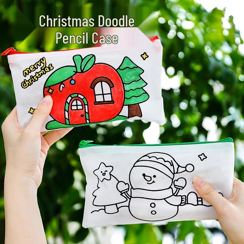 Children's Christmas DIY Pencil Case - Handmade Kindergarten Painting Bag & Cute Stationery Gift