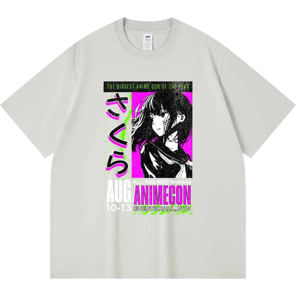 

230GSM 100% Cotton T-Shirt Sakura Anime Print Tees Funny Harajuku Style Combed Cotton Tshirt XS абрикосовый