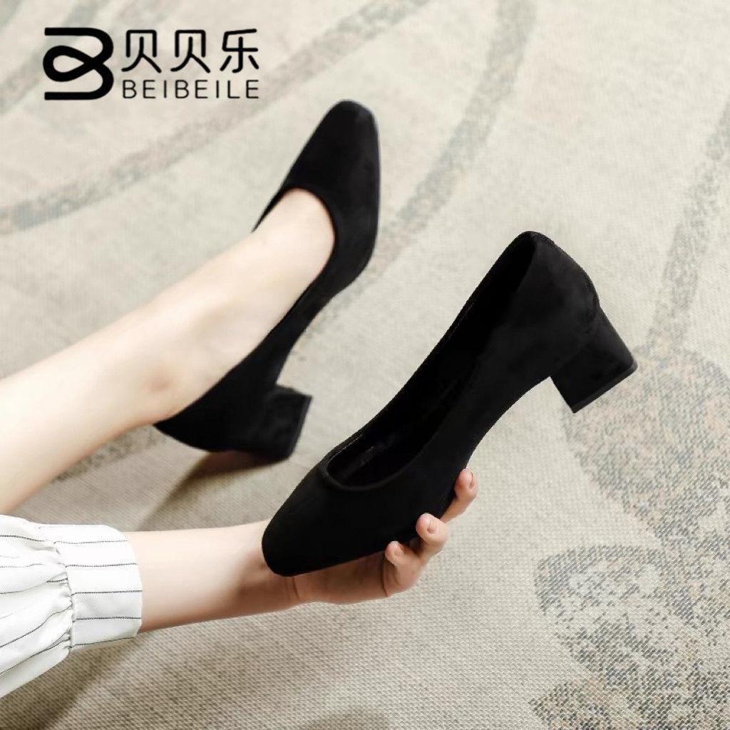 

Thick heel interview women s shoes 2025 new black vocational work medium heel single shoes student civil servant formal high heels 35 чёрный