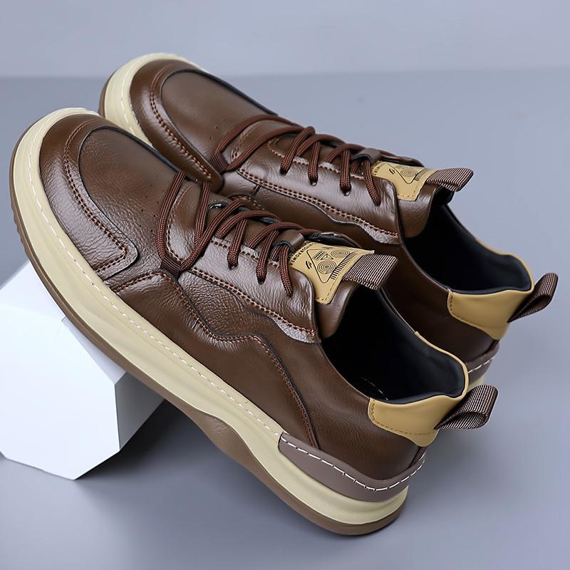 Men's shoes autumn new soft-soled trendy shoes breathable European station fashion versatile brown retro soft leather casual board shoes