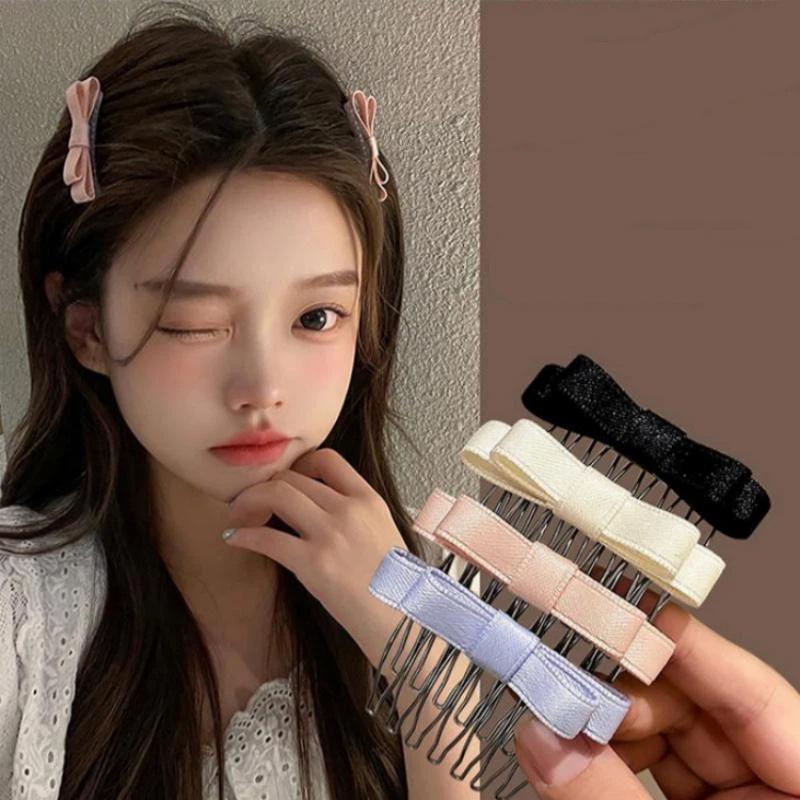 4Pcs Bow Hair Claws Combs Hairpins Set Non-slip No Scratch DIY Jewelry Making Supplies for Women Party Hair Styling