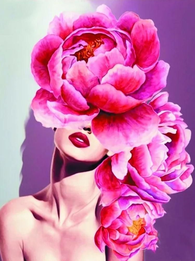 

5D DIYDiamond Painting Женская картина Цветок Полный квадратный круглый бриллиант Вышитый портрет Мозаика Цветок Украшение для дома Full Round 20x30CM