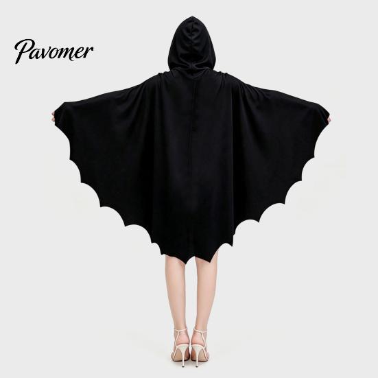 Maskerade Bühnenauftrittskleidung Halloween Fledermausflügel Umhang, Kostüm für Erwachsene und Kinder mit Kapuze Festliches Süßes oder Saures Outfit Cosplay Umhang für Party Langlebig