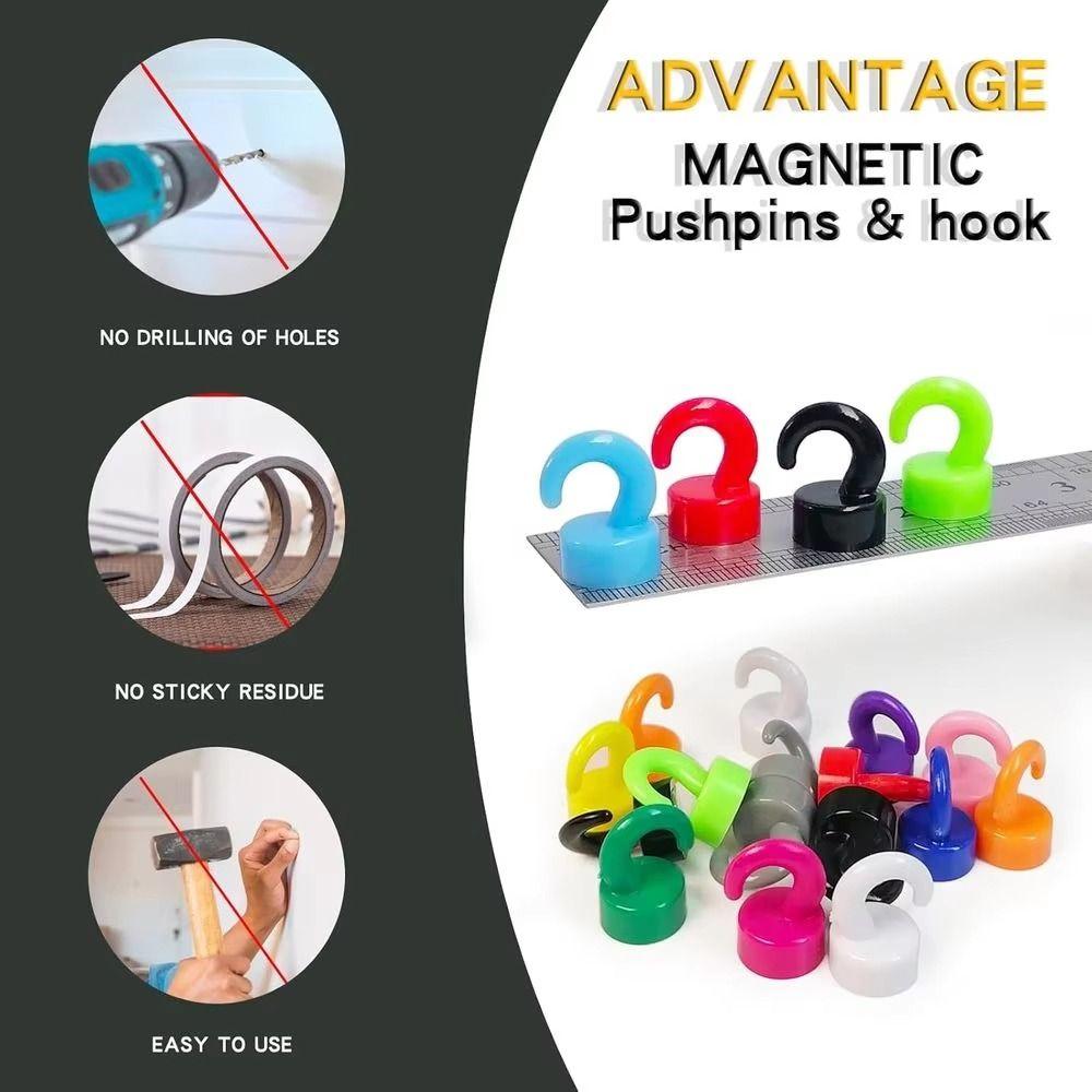 Multi-Color Magnetic Storage Hooks Durable Magnets Heavy Duty Hooks Storage Hooks Metal Surface