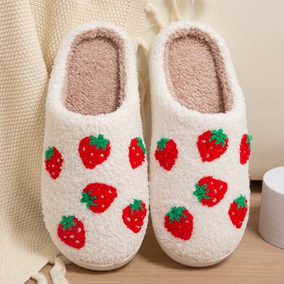 2025 New Special Cotton Slippers Ins Wind Strawberry Upper Fashion Warm Home Autumn and Winter Slippers