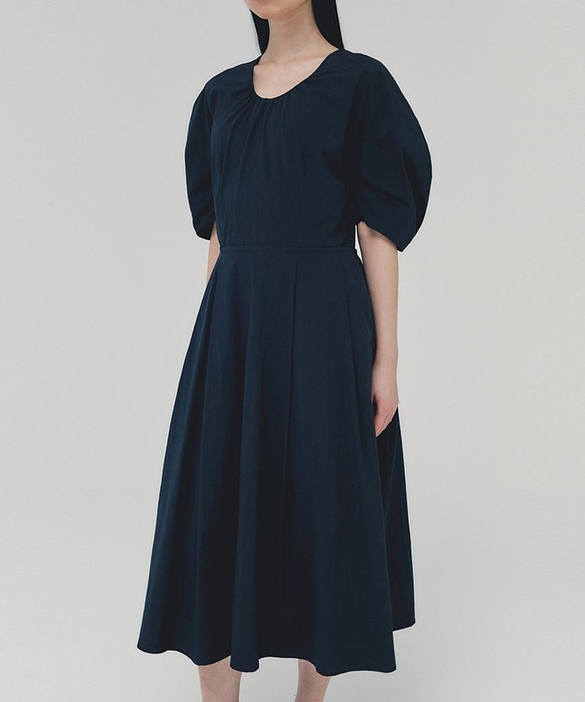 Awi Lantern Sleeve Dress_Dark Navy
