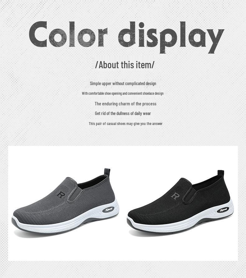 Men's Summer Slip-On Loafers - Soft Sole, Comfortable Flyknit Mesh, Breathable Casual Dad Shoes