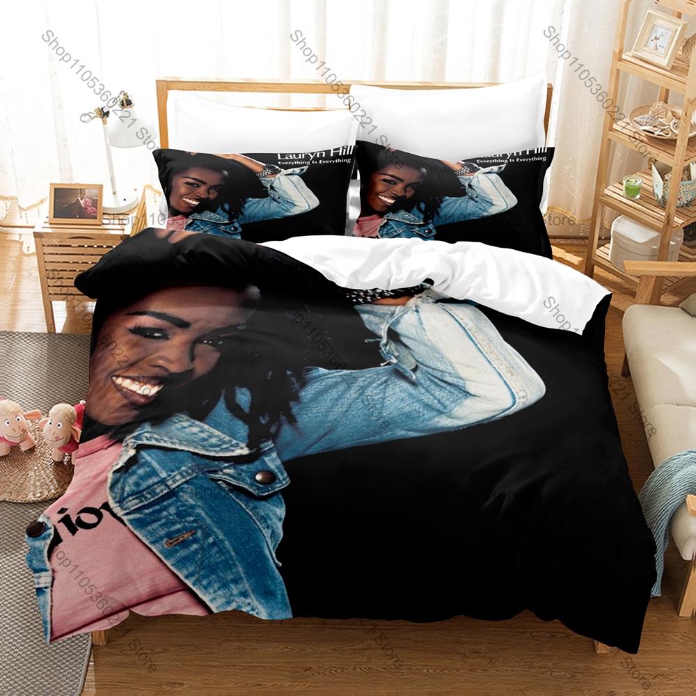 Lauryn Hill Vintage Afro Soul Reggae Themed 3PCS Bedding 1 Duvet Cover + 2 Pillowcases Envelope Pillow Covers All Season