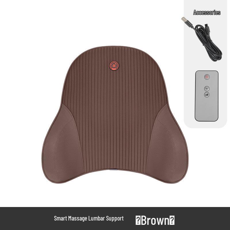 Electric Massage Lumbar Support Pillow - Memory Foam Car Seat Cushion with Remote Control.