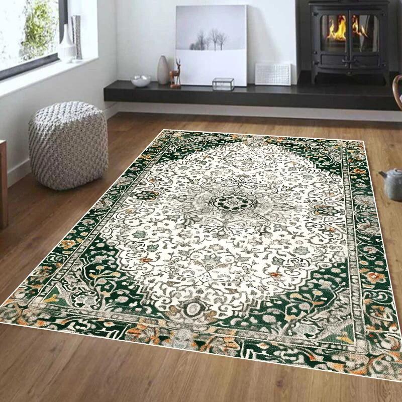 Retro Ethnischer Teppich Türkischer Perserteppich für Wohnzimmer Dekorativ Bettseite Schlafzimmer Vintage Bodenmatte Eingang Fußmatte Teppich