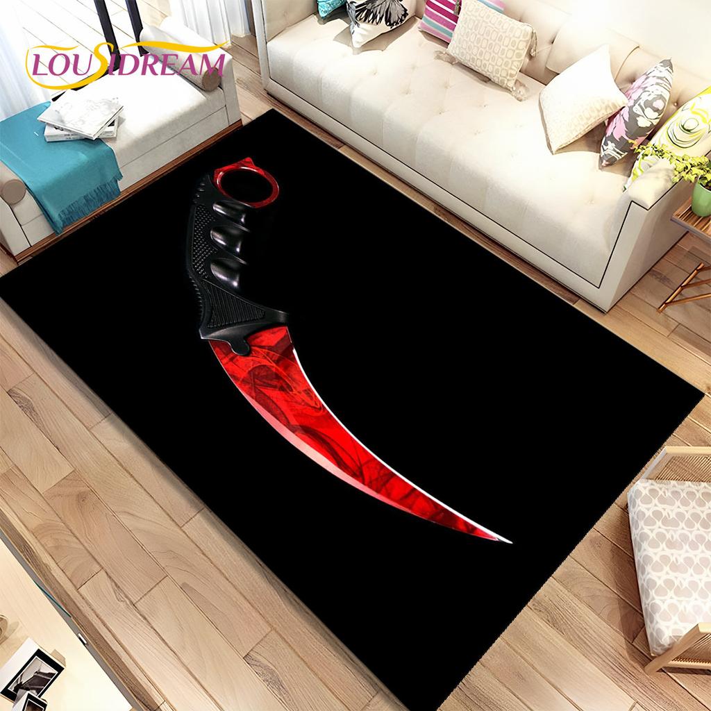 CS,knife,Swiss Knife Sword Games Area Rug,Carpet Rug for Home Living Room Children Bedroom Sofa Doormat Decor,Non-slip Floor Mat