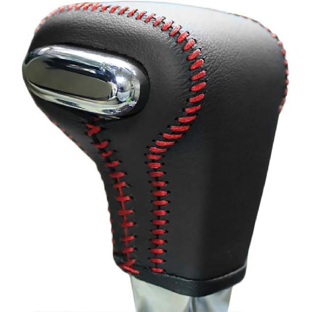 

JI Loncky Custom Car Genuine Leather Gear Shift Knob Cover for Volkswagen VW Golf 2010 2011 / VW Eos 2007-2011 / Tiguan 2009 2010 / Volkswagen Rabbit Black Leather Red Thread