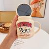 Cartoon Black Cat with Lid Ceramic Cup Cute Mug Home Suit Small Gift Office Drinking Water Cup Girls Cup