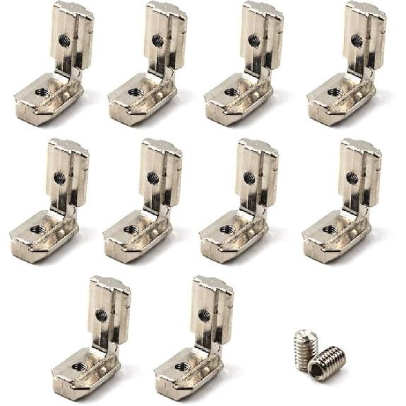2020 Corner Bracket T Slot Corner Connector L-Shape Corner Joint Bracket for European Standard Aluminum Profile Come with Screws (Pack of 10)