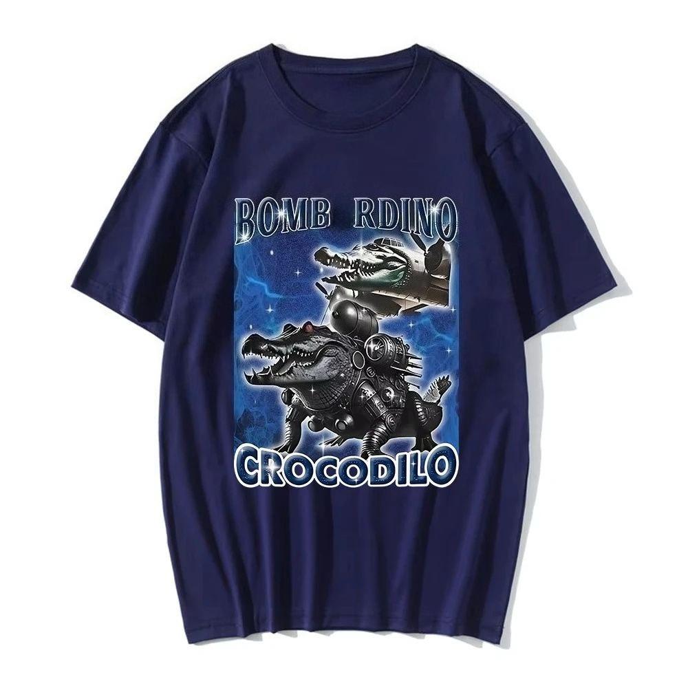 2025 Crocodile T-shirt Interesting Meme Crocodile Airplane Italian T-shirt 100% Pure Cotton Short Sleeved T-shirt