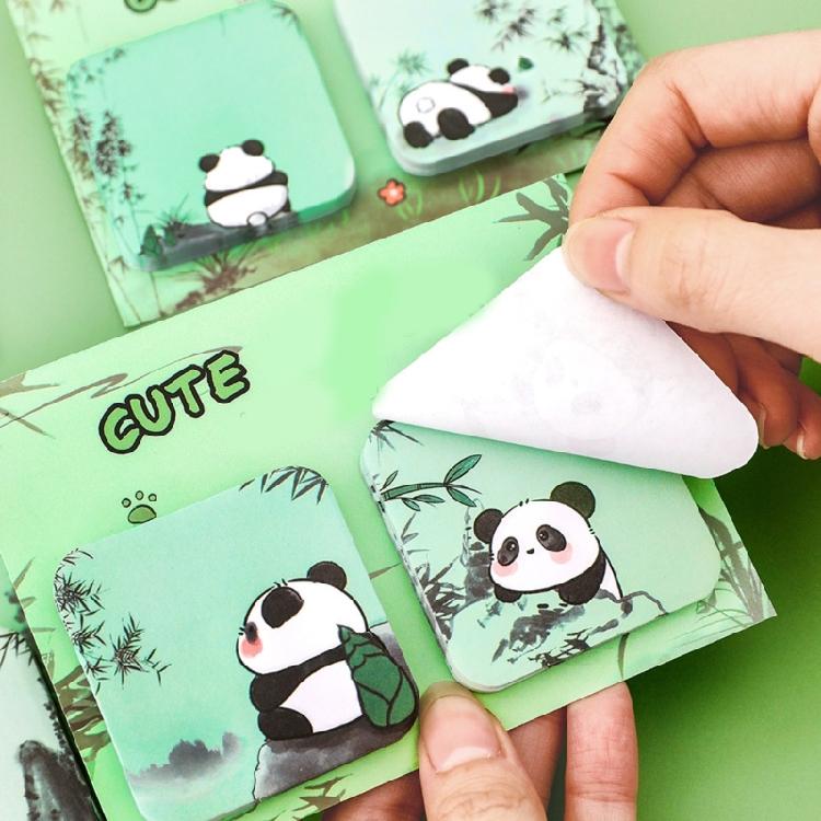 Cartoon Panda Sticky Note Paper 60Sheets Adheive Notes Pocket Notes Memo Pad Small Notepads for Writing Journaling