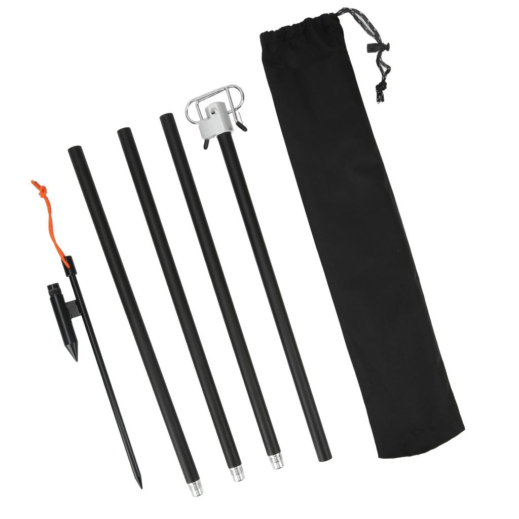 Light Hanging Pole with Foldable Double Hooks Ground Spike Light Stand for Outdoor Camping