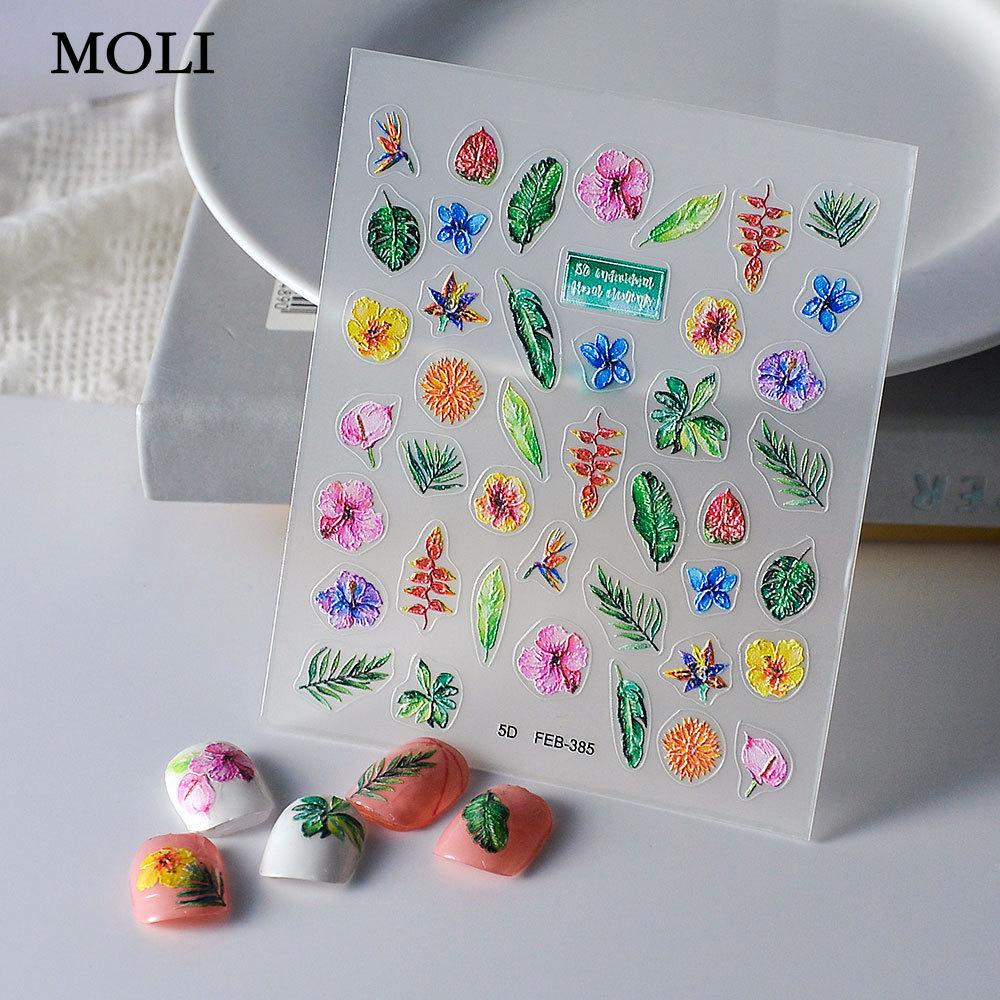 

Электронная коммерция Тропический лес Красочные 5D наклейки для дизайна ногтей Cheesevine Leaves Наклейки для ногтей на складе