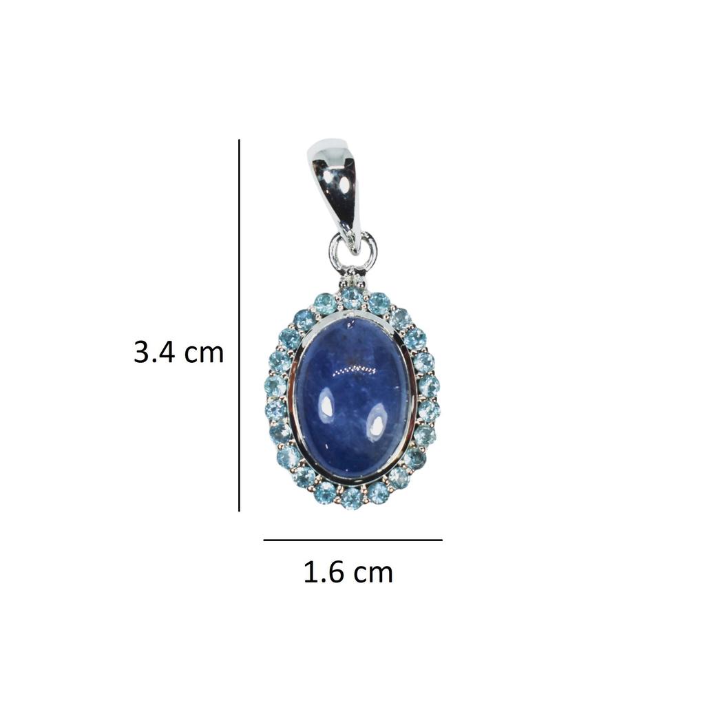 Natural Tanzanite & Blue Topaz Pendant: 925 Sterling Silver