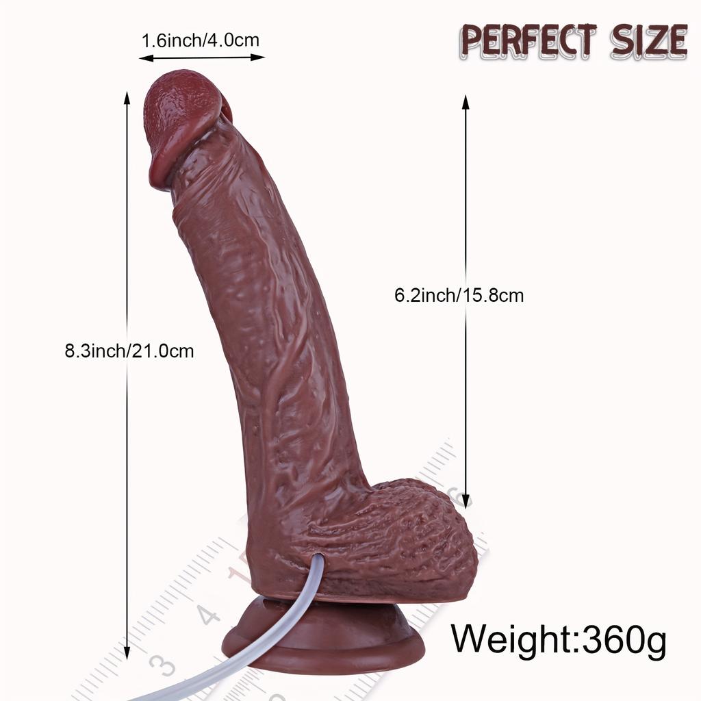 8.3 Inch Realistic Silicone Dildo with Curved Shaft – Skin Texture Design, Refillable Liquid Feature, Strong Suction Cup, Hands-Free Adult Toy