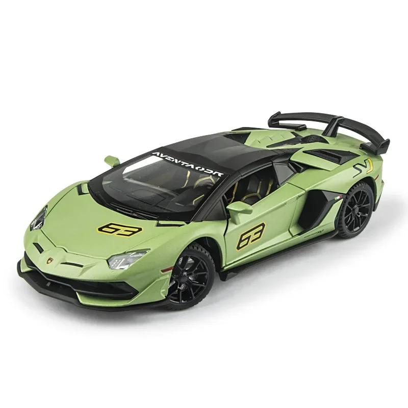 1:24 Lamborghini Aventador SVJ 63 Alloy Model High Simulation Diecast Metal Toy Vehicles Car Model Sound and Light Children Gift