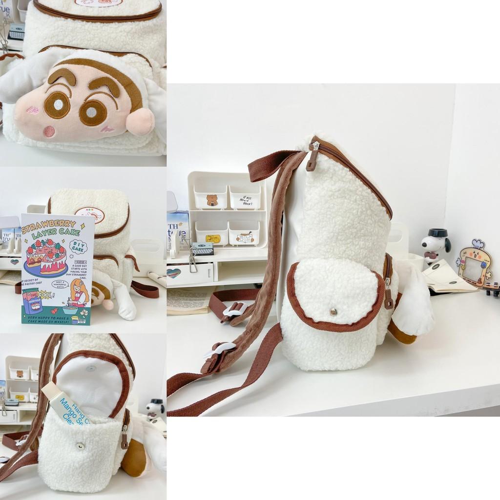 Crayon Shin Chan Plush Cartoon Backpack For Girls With Large Capacity And Zipper Closure