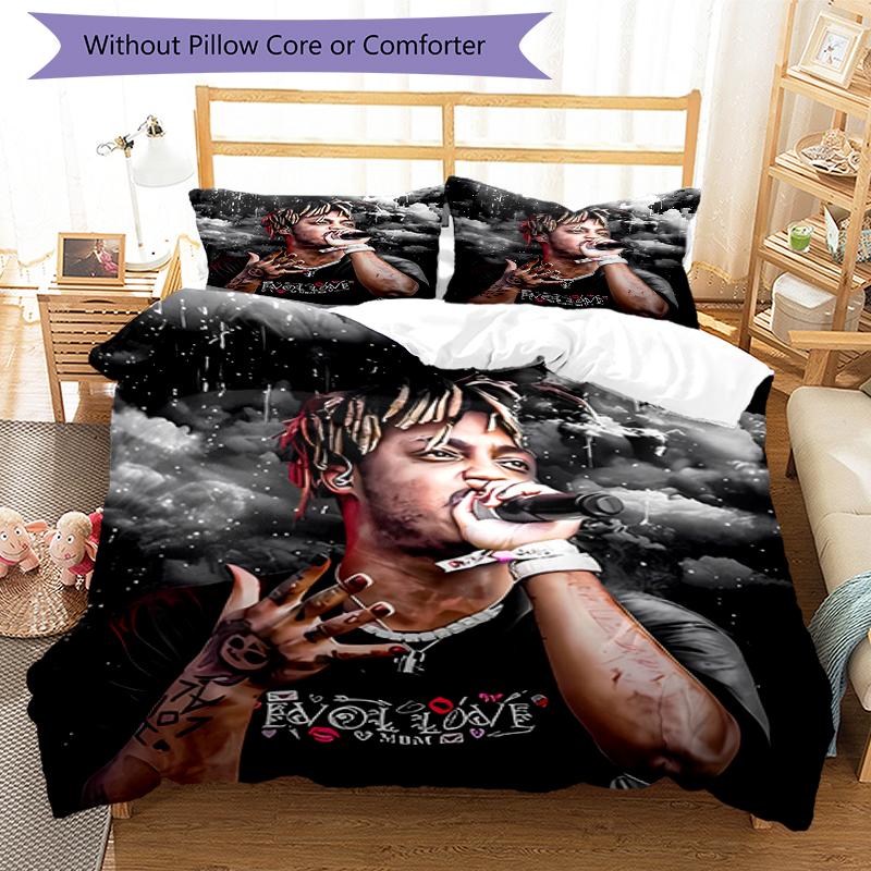 3pcs Juice WRLD1 Pattern Bedding Set Duvet Cover Set Includes Duvet Cover &pillowcases, Perfect All Season Bedroom Decoration & Gift