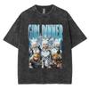 Funny Girl Dinner Caleb Graphic Print T-Shirt Men Women Love and Deepspace Cotton Fashion High-street Vintage Washed Cotton Loose Casual Oversized Tee