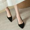 Fashion Suede Baotong Slippers Women's Fashion Pointed Shallow Mouth Set Foot Anti-slip Wear High Square Heel Shoes