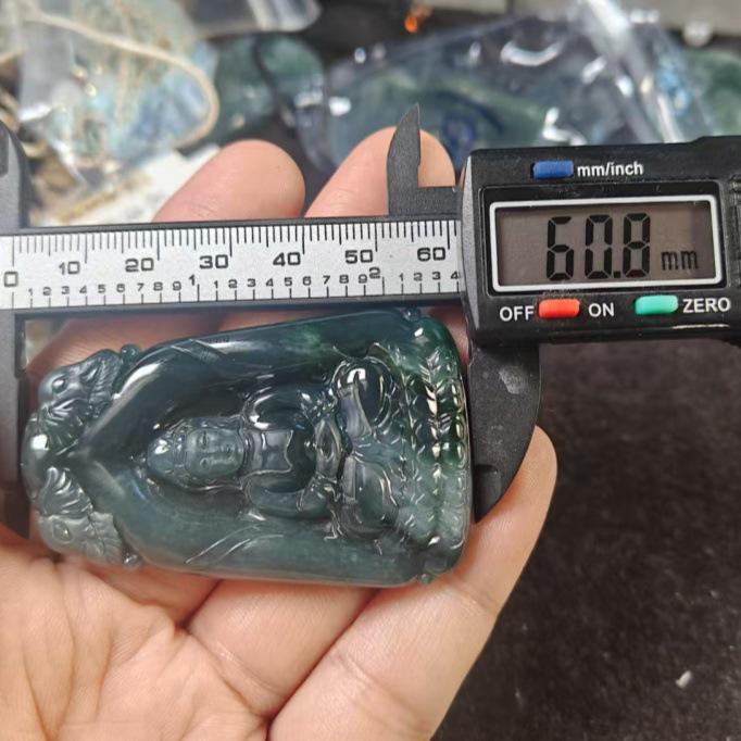 Jade Puxian Bodhisattva Pendant Charm - A Grade, Unisex, Natural Carved Jade